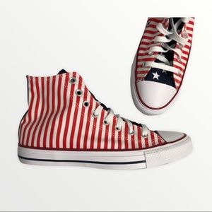 Converse Patriotic CTAS Chuck Taylor All Star Hi Top Sneakers Red White Blue